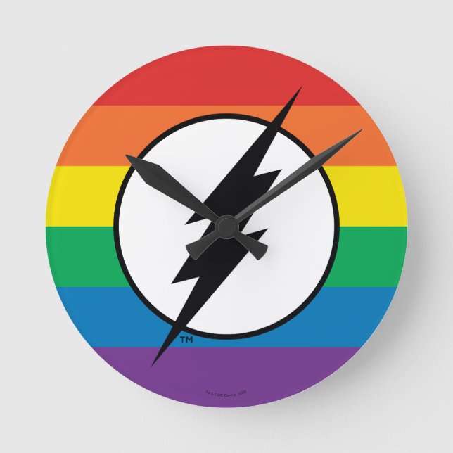The Flash Rainbow Logo Round Clock (Front)