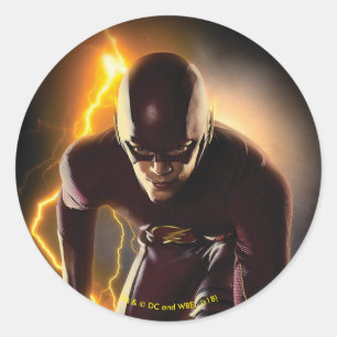 The Flash   Sprint Start Position Classic Round Sticker