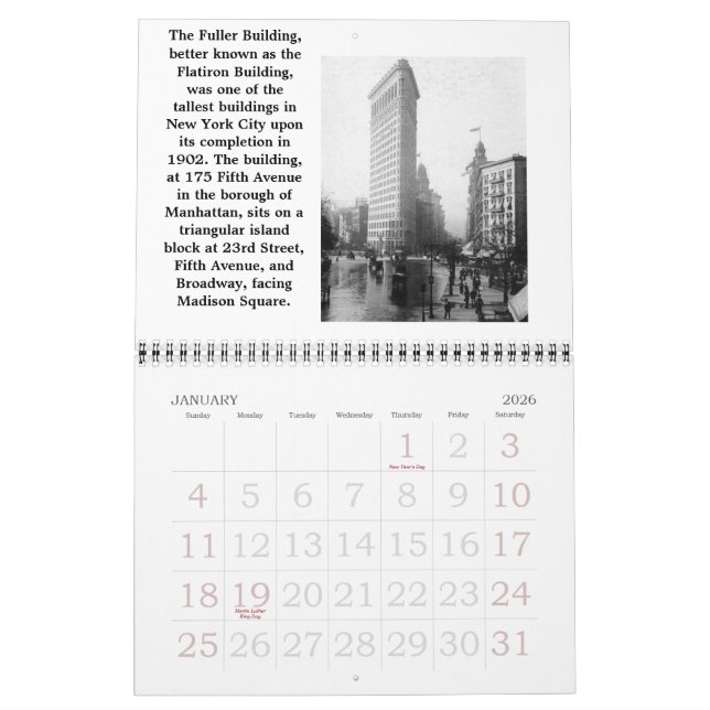 THE FLATIRON BUILDING CALENDAR (Jan 2026)