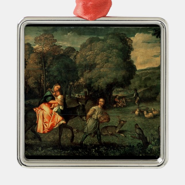 The Flight into Egypt, 1500s Metal Ornament (Front)