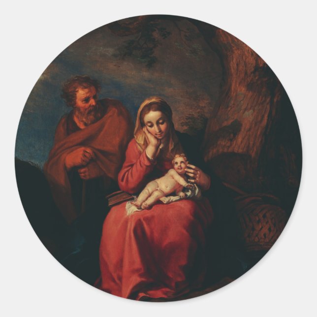The Flight into Egypt by Abraham Bloemaert  Classic Round Sticker (Front)