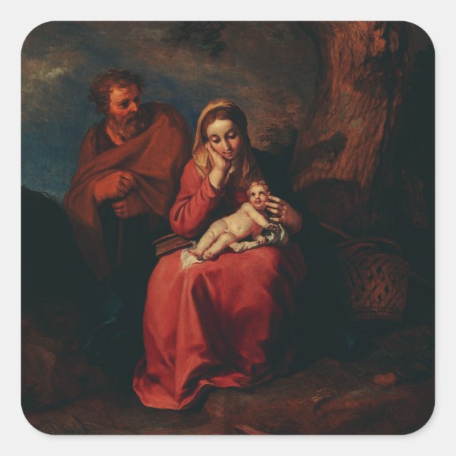 The Flight into Egypt by Abraham Bloemaert  Square Sticker (Front)