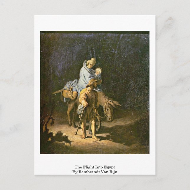 The Flight Into Egypt By Rembrandt Van Rijn Postcard (Front)