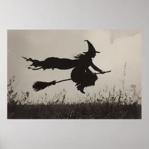 The Flight – Witch Silhouette Across the Sky Poster