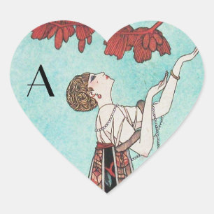 THE FLIGHTY BIRD ,BEAUTY FASHION DESIGNER HEART HEART STICKER