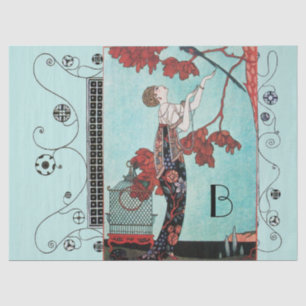 THE FLIGHTY BIRD ,BEAUTY FASHION DESIGNER MONOGRAM TISSUE PAPER