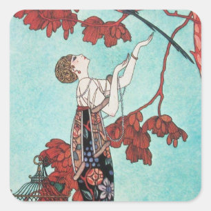 THE FLIGHTY BIRD ,BEAUTY FASHION DESIGNER SQUARE STICKER