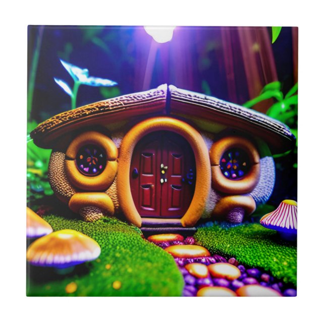 The Flinstone Mushroom House Ceramic Tile (Front)