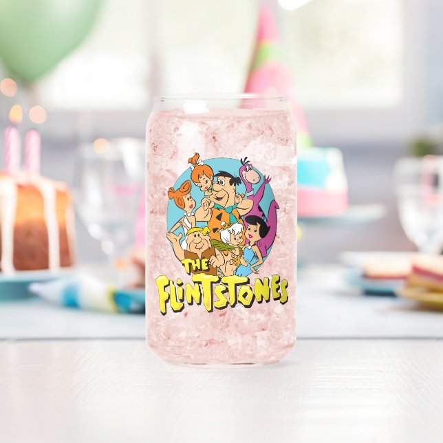 The Flintstones and Rubbles Family Graphic Can Glass (Insitu (Birthday))