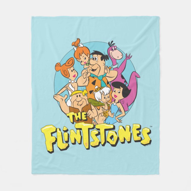 The Flintstones and Rubbles Family Graphic Fleece Blanket (Front)