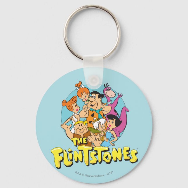 The Flintstones and Rubbles Family Graphic Key Ring (Front)