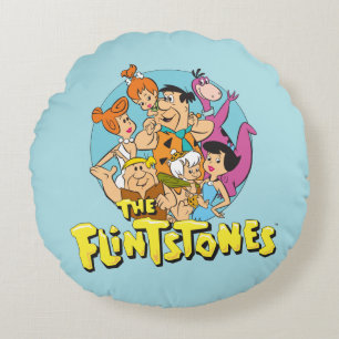 The Flintstones and Rubbles Family Graphic Round Cushion