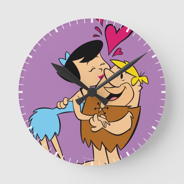 The Flintstones | Betty Kissing Barney Round Clock (Front)