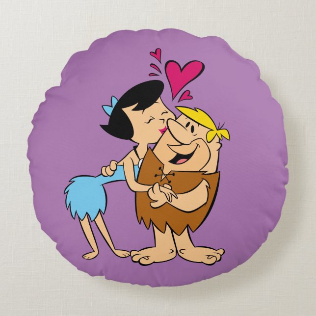 The Flintstones | Betty Kissing Barney Round Cushion (Front)