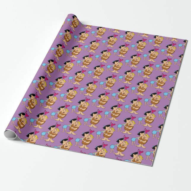 The Flintstones | Betty Kissing Barney Wrapping Paper (Unrolled)