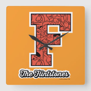 The Flintstones   Collegiate Style Monogram Square Wall Clock