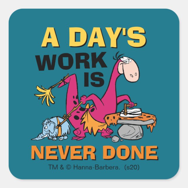 The Flintstones | Dino Cleaning House Square Sticker (Front)