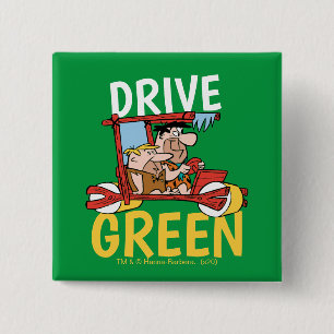 The Flintstones Fred & Barney - Drive Green 15 Cm Square Badge