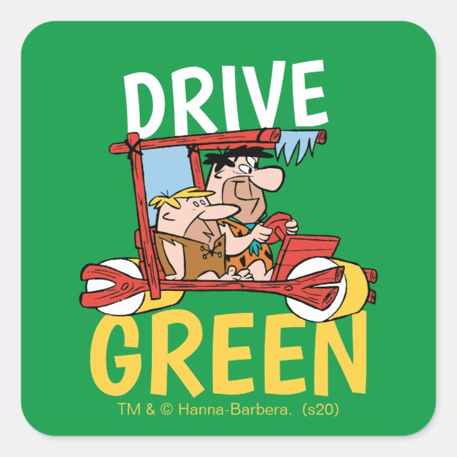 The Flintstones | Fred & Barney - Drive Green Square Sticker (Front)