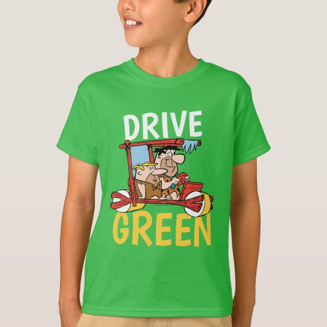 The Flintstones | Fred & Barney - Drive Green T-Shirt (Front)
