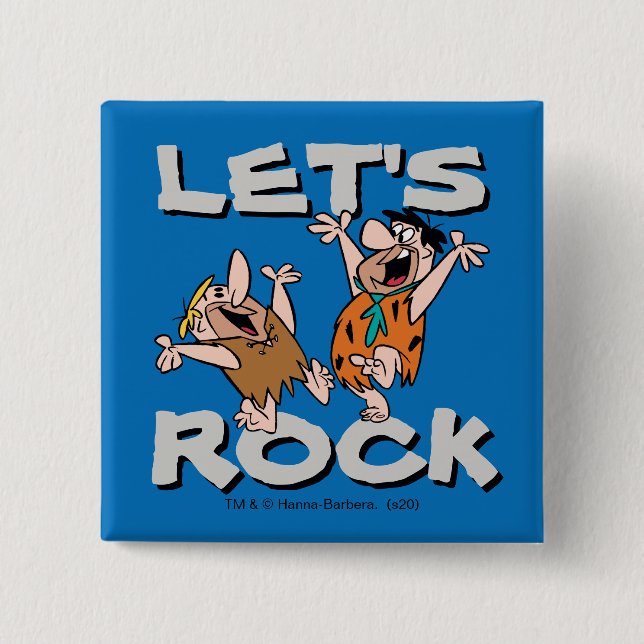 The Flintstones | Fred & Barney - Let's Rock 15 Cm Square Badge (Front)