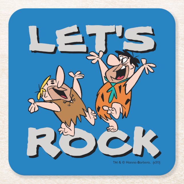 The Flintstones | Fred & Barney - Let's Rock Square Paper Coaster (Front)