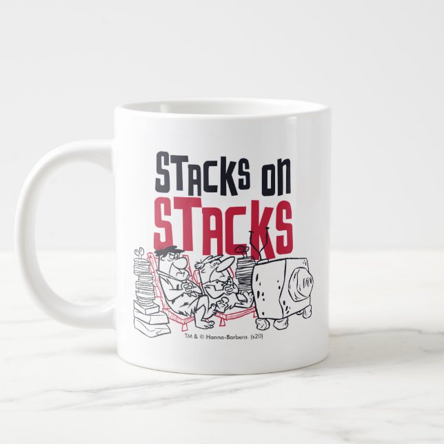 The Flintstones | Fred & Barney - Stacks on Stacks Large Coffee Mug (Left)