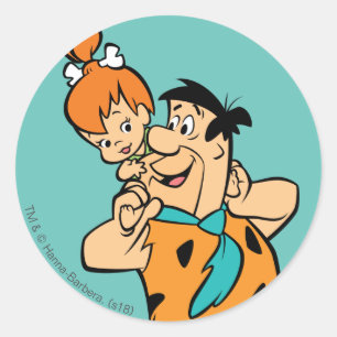 The Flintstones   Fred & Pebbles Flintstone Classic Round Sticker