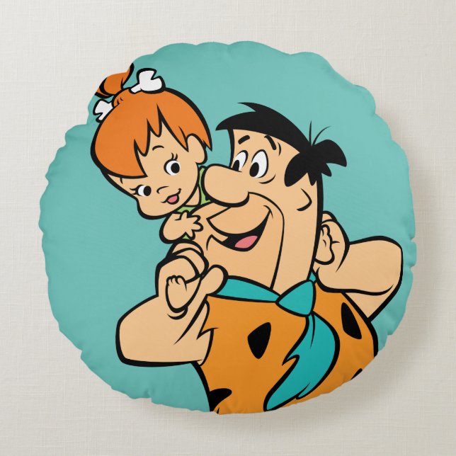 The Flintstones | Fred & Pebbles Flintstone Round Cushion (Front)