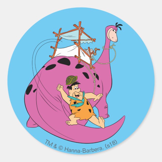 The Flintstones | Fred Sliding Down Tail Classic Round Sticker (Front)
