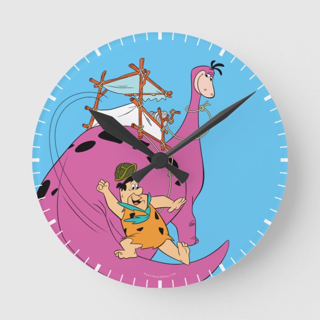 The Flintstones | Fred Sliding Down Tail Round Clock (Front)