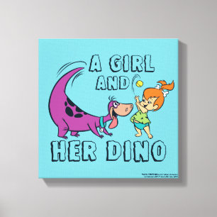 The Flintstones   Pebbles & Dino Play Ball Canvas Print