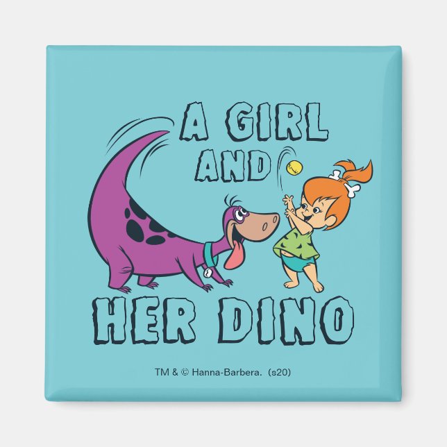 The Flintstones | Pebbles & Dino Play Ball Magnet (Front)