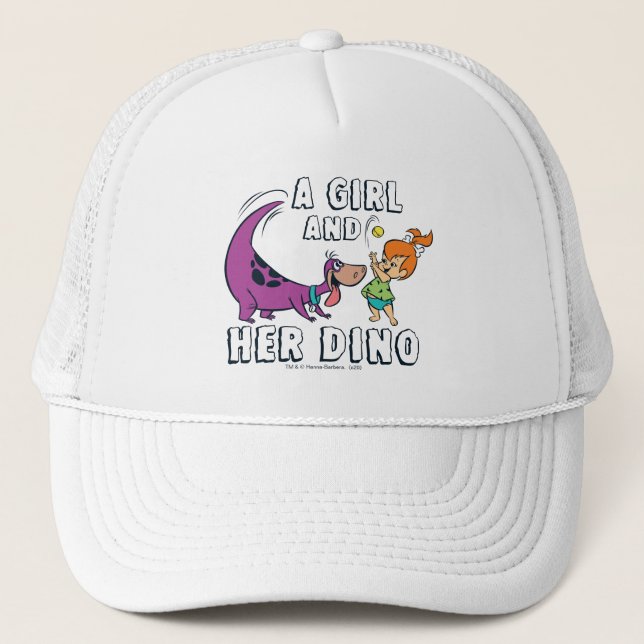 The Flintstones | Pebbles & Dino Play Ball Trucker Hat (Front)