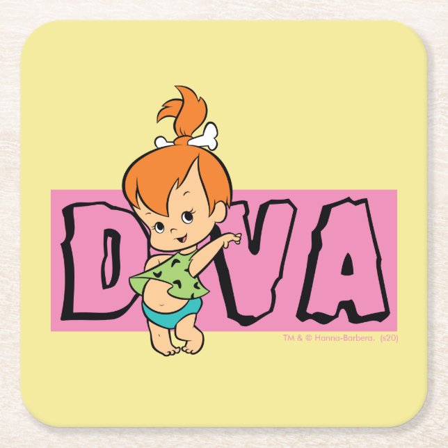The Flintstones | Pebbles - Little Diva Square Paper Coaster (Front)