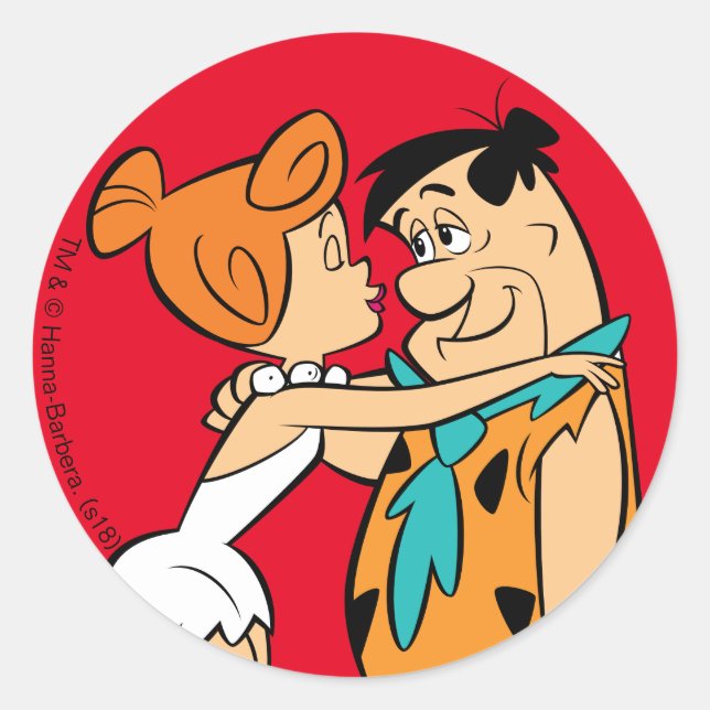The Flintstones | Wilma Kissing Fred Classic Round Sticker (Front)