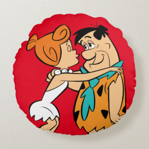 The Flintstones   Wilma Kissing Fred Round Cushion