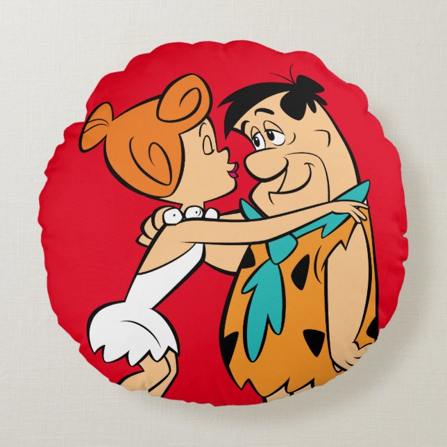 The Flintstones | Wilma Kissing Fred Round Cushion (Front)