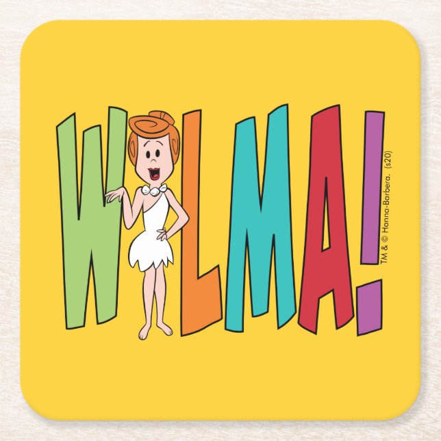 The Flintstones | WILMA! Square Paper Coaster (Front)