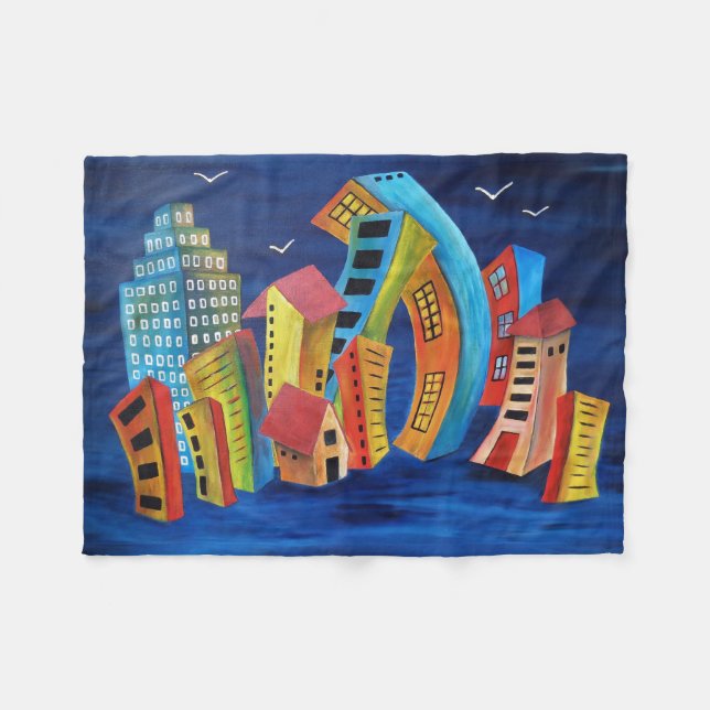 The Floating City Fleece Blanket (Front (Horizontal))