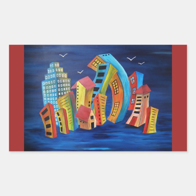 The Floating City Rectangular Sticker (Front)