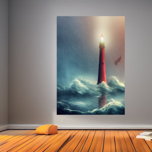The flood and the lighthouse   AI Art Poster