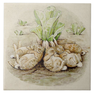 The Flopsy Bunnies Asleep (by Beatrix Potter) Ceramic Tile