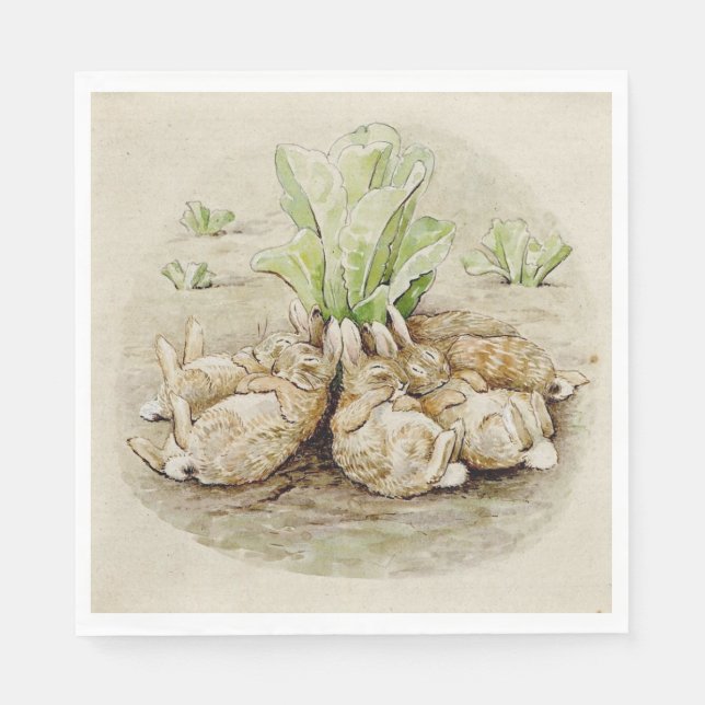 The Flopsy Bunnies Asleep (by Beatrix Potter) Napkin (Front)