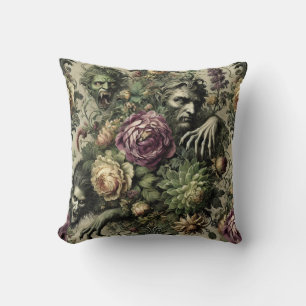 The Florabane Cult – Gothic Floral Design Cushion