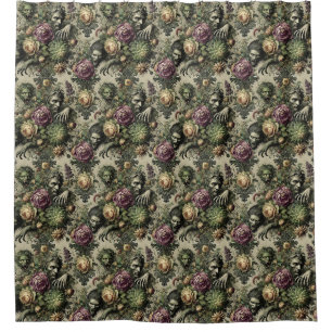 The Florabane Cult – Gothic Floral Design Shower Curtain