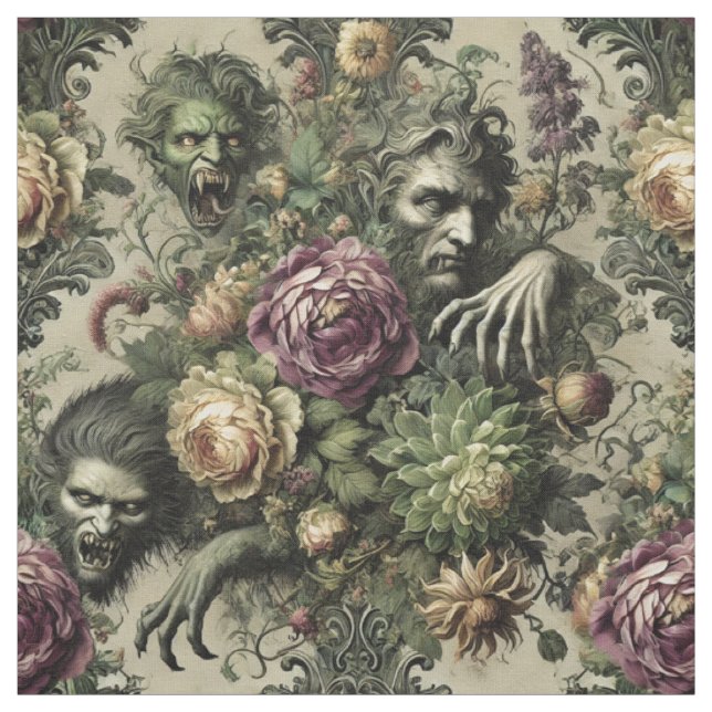 The Florabane Cult – Gothic Statement Tile Fabric (Swatch)
