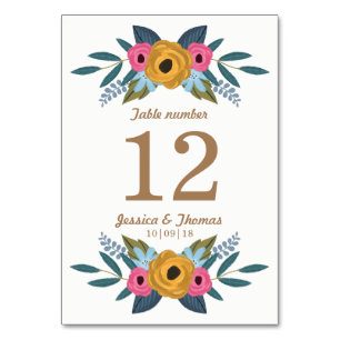 The Floral Wreath White Wedding Collection Table Number