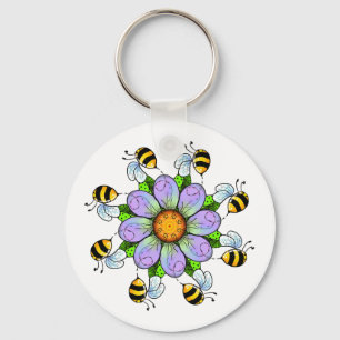 The flower and the bees keychain