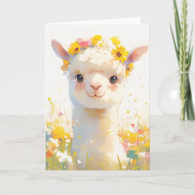 The Flower Crowned Alpaca Card (Front)